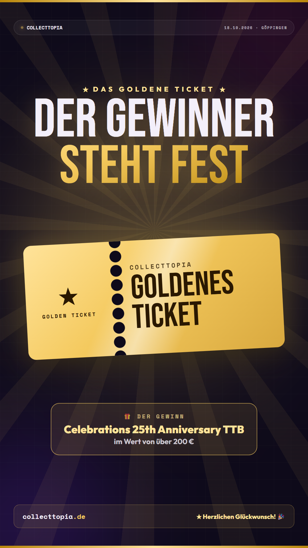 Er hat das Goldene Ticket gezogen! – Gewinner Ronny, Wert über 200 €